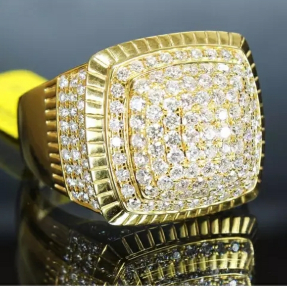 Other - Yellow Gold Simulated Diamonds Ring for Men